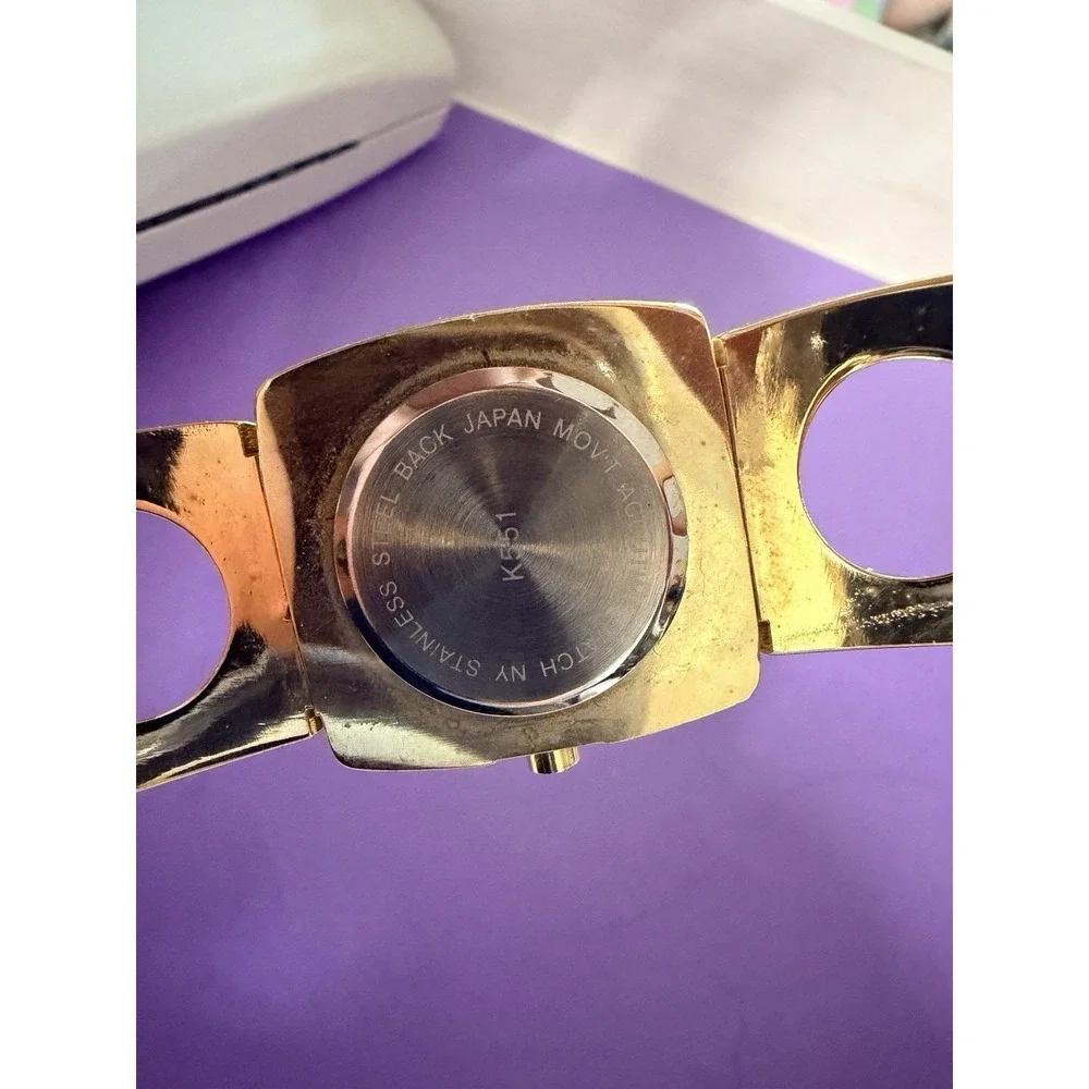 Vivani Watch Women Gold Tone Hinged Bangle Cuff Band New Battery